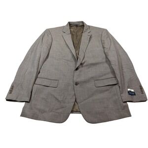 Jos A Bank Tailored Fit Suit 2pc Tan Brown Micro Check 46L 36W Wool Blend NWT